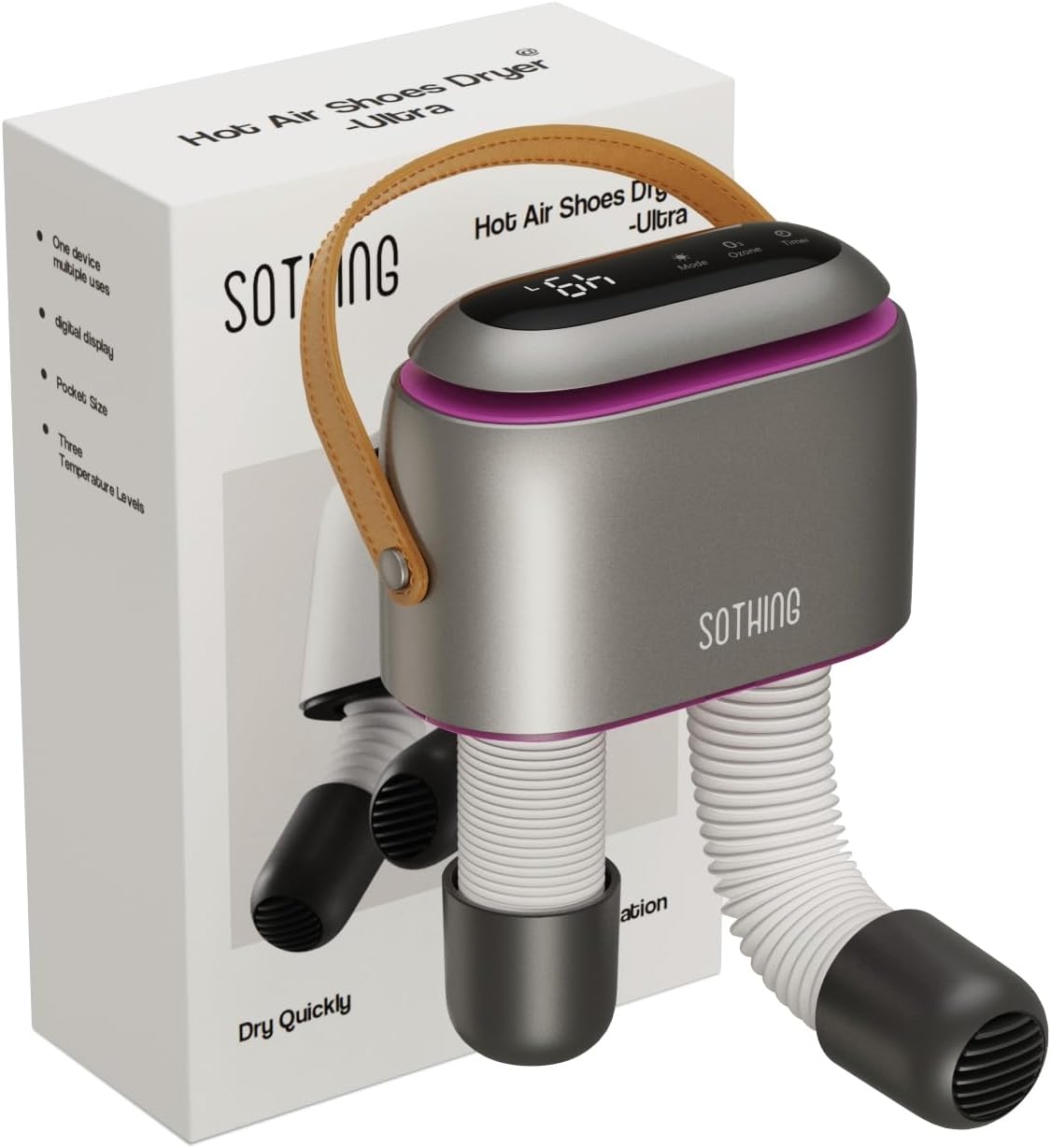 SOTHING Ultra Rose shoe dryer shown beside its packaging